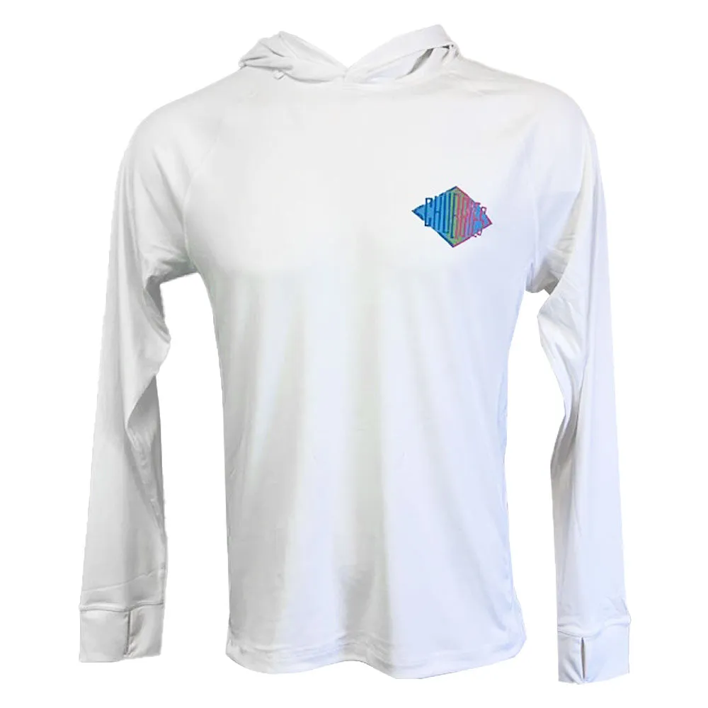 Mens Johnnie-O Chubbies The High Tide Langarm-Sonnenkapuzen-T-Shirt - Off White - Uni