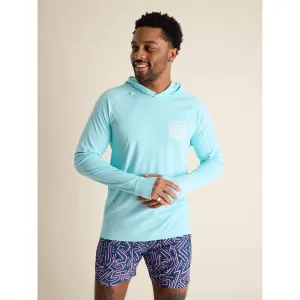 Herren Johnnie-O Chubbies The Kind Of A Big Teal Langarm Sonnenkapuzen T-Shirt - TAQ
