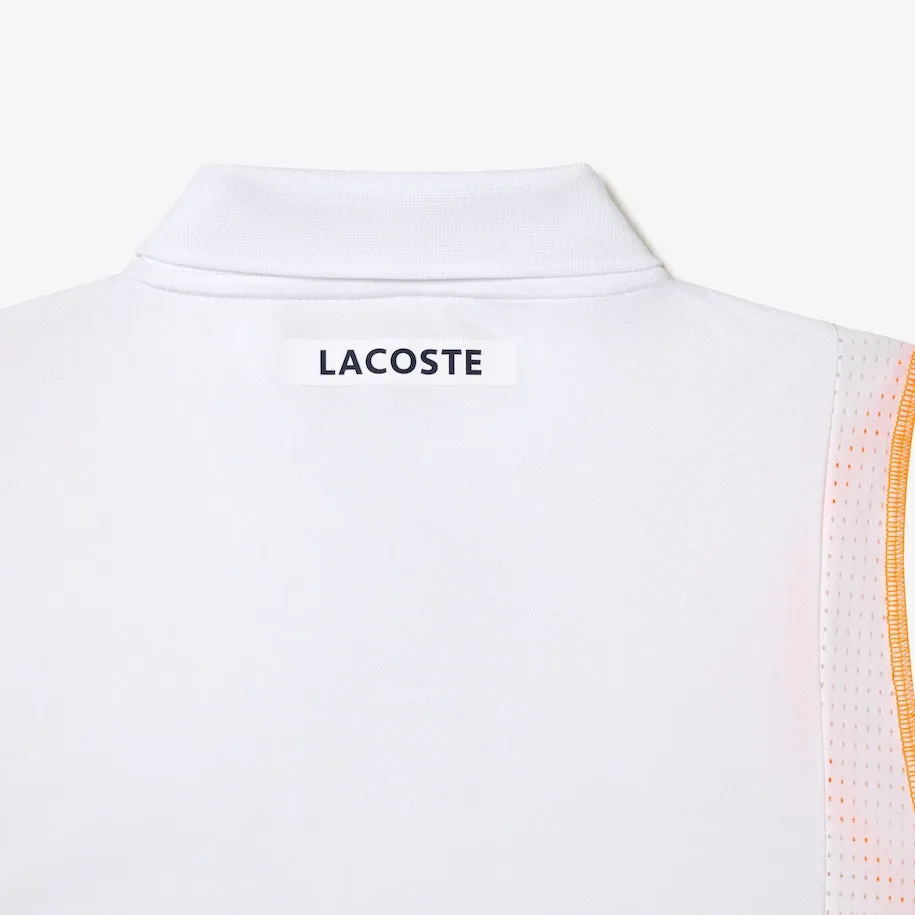 Herren Lacoste Tennis Polohemd aus recyceltem Polyester Weiß / Orange