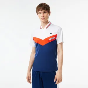 Herren Lacoste Tennis x Daniil Medvedev Slim Fit Nahtloses Polo  Weiß / Orange / Bordeaux / Marineblau