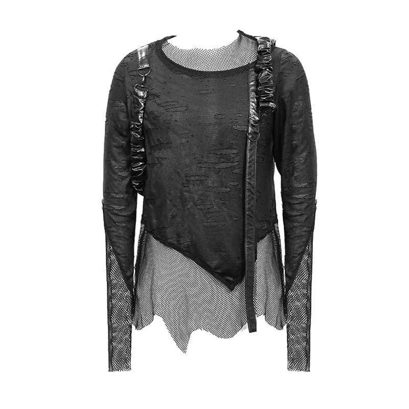 Herren Mesh Handschuhe Zerrissene Kapuzen Standard Oberteile