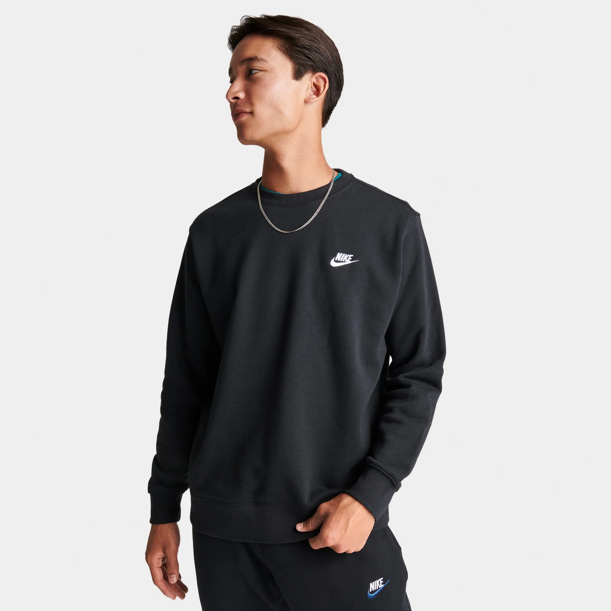 Herren Nike Nike Sportswear Club Fleece Crewneck Schwarz / Weiß