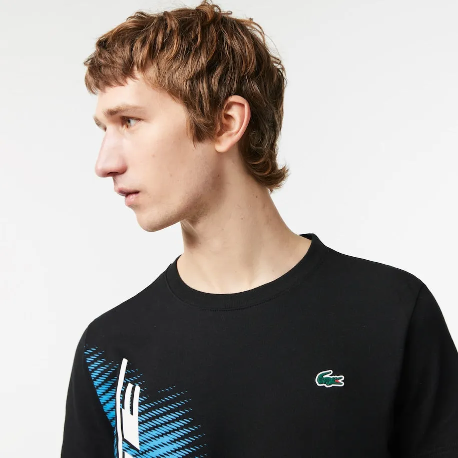 Herren SPORT Regular Fit T-Shirt mit kontrastierender Branding-Aufschrift Schwarz