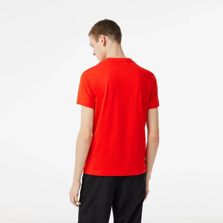Herren Sport Regular Fit T-Shirt mit kontrastreichem Branding in Rot