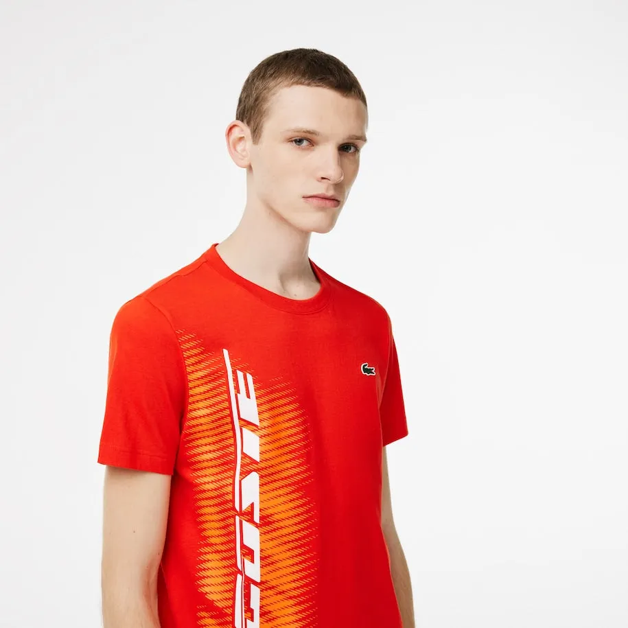 Herren Sport Regular Fit T-Shirt mit kontrastreichem Branding in Rot