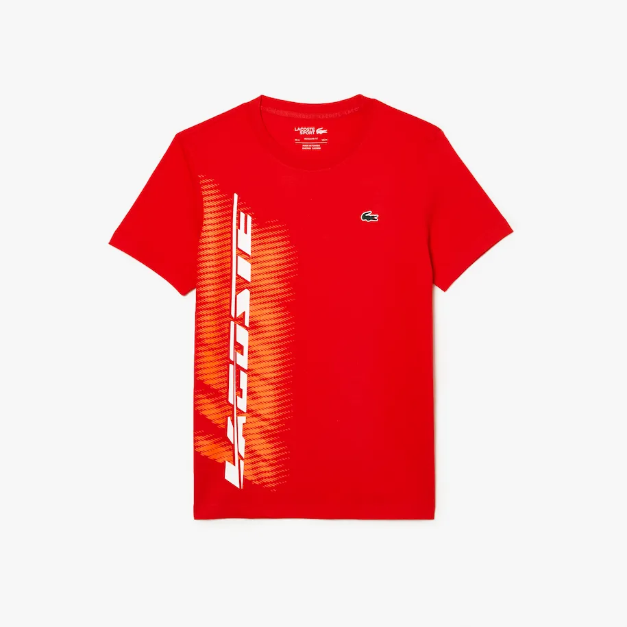Herren Sport Regular Fit T-Shirt mit kontrastreichem Branding in Rot