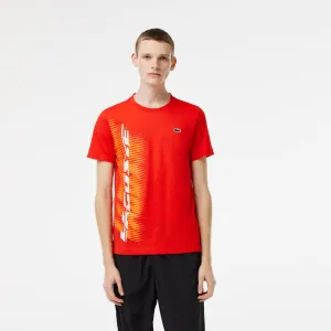 Herren Sport Regular Fit T-Shirt mit kontrastreichem Branding in Rot
