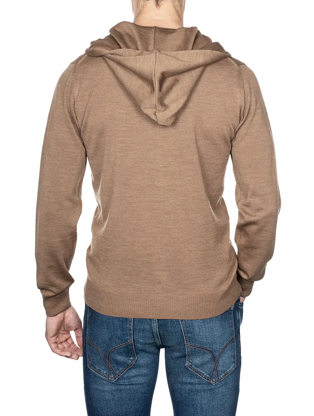 Merino Zip Hoodie Beige