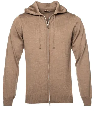 Merino Zip Hoodie Beige