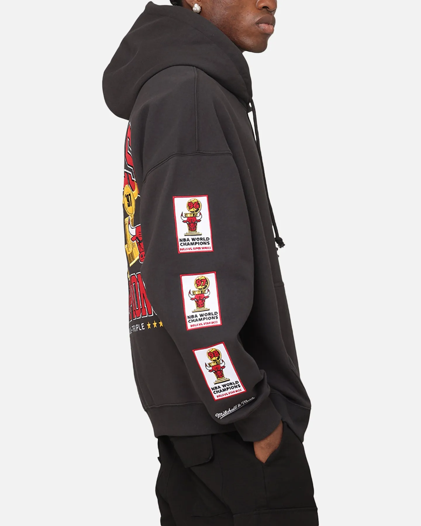 Mitchell & Ness Chicago Bulls Pinnacle Hoodie Ausgewaschen Schwarz