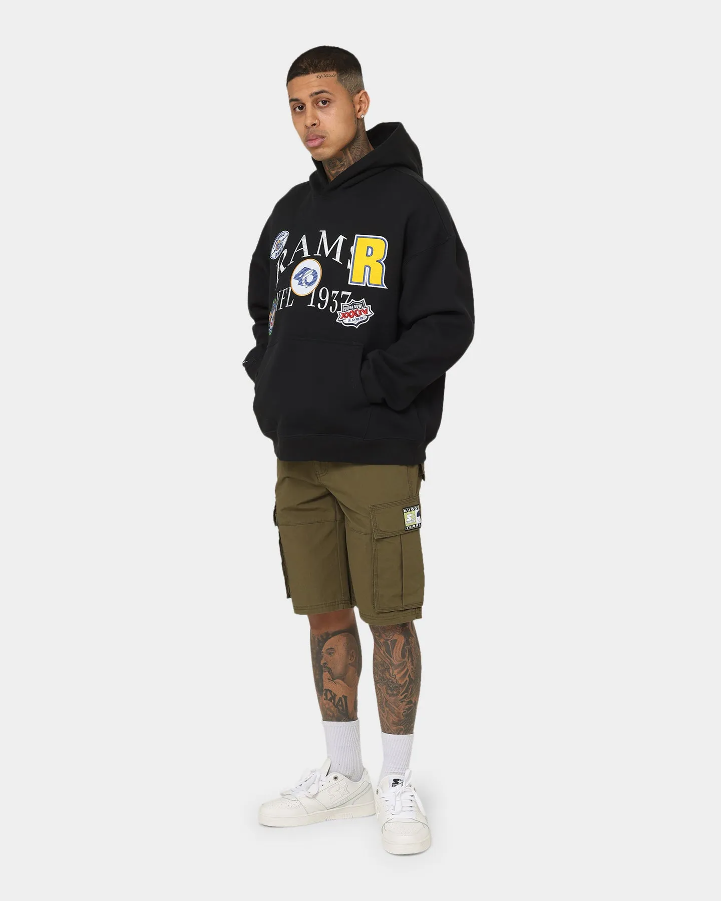 Mitchell & Ness Los Angeles Rams Touchline Kapuzenpullover Vintage Schwarz