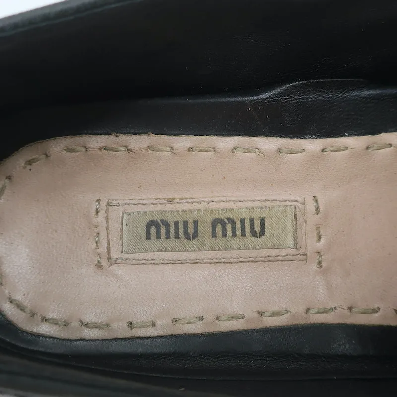 Miu Miu Slip-On Sneakers mit Kristall-Cap-Toe in schwarzem Leder Größe 37,5
