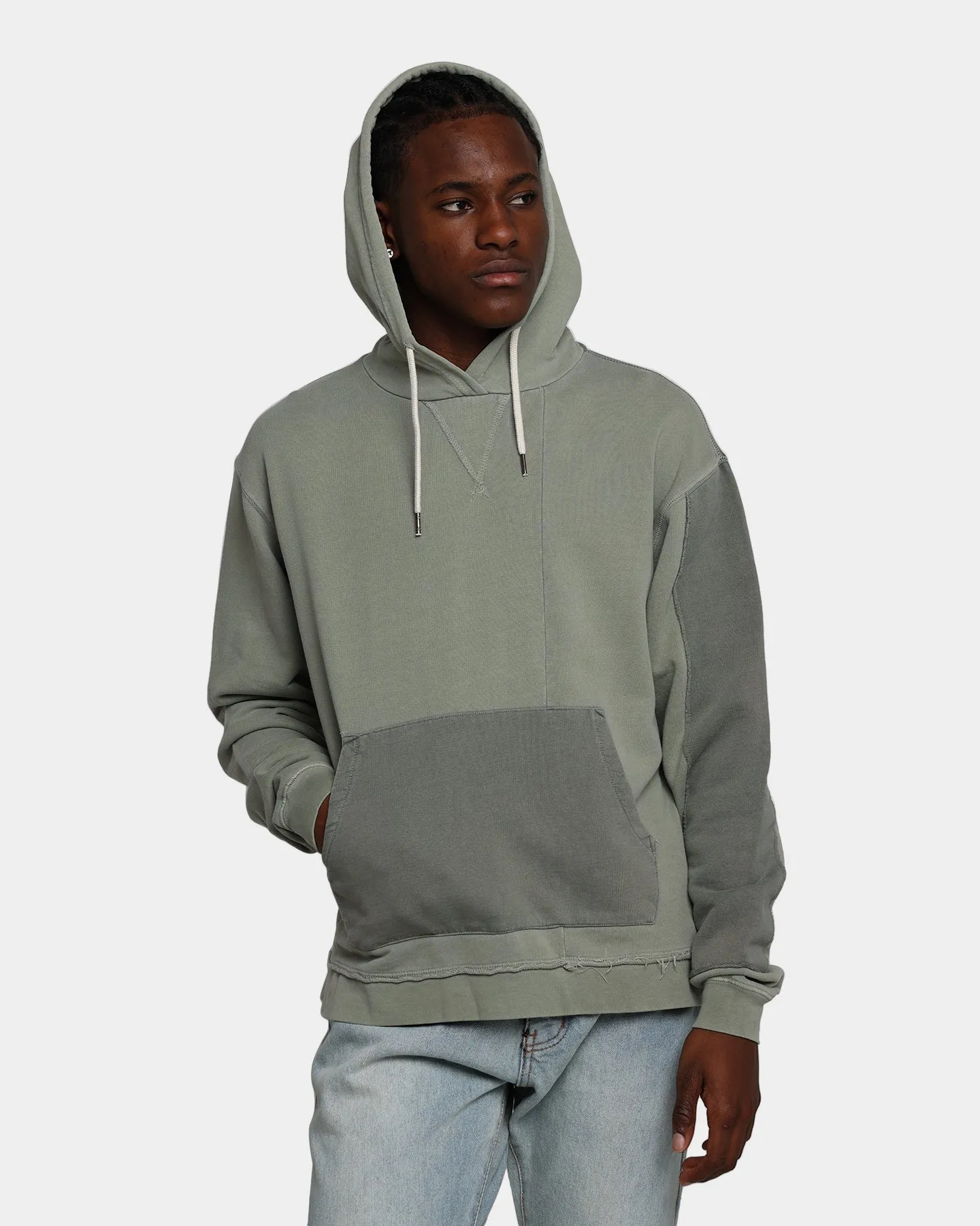 MNML Vintage Hoodie mit Paneele in Olive