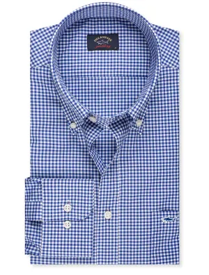 Marineblau Gingham Karo Hemd