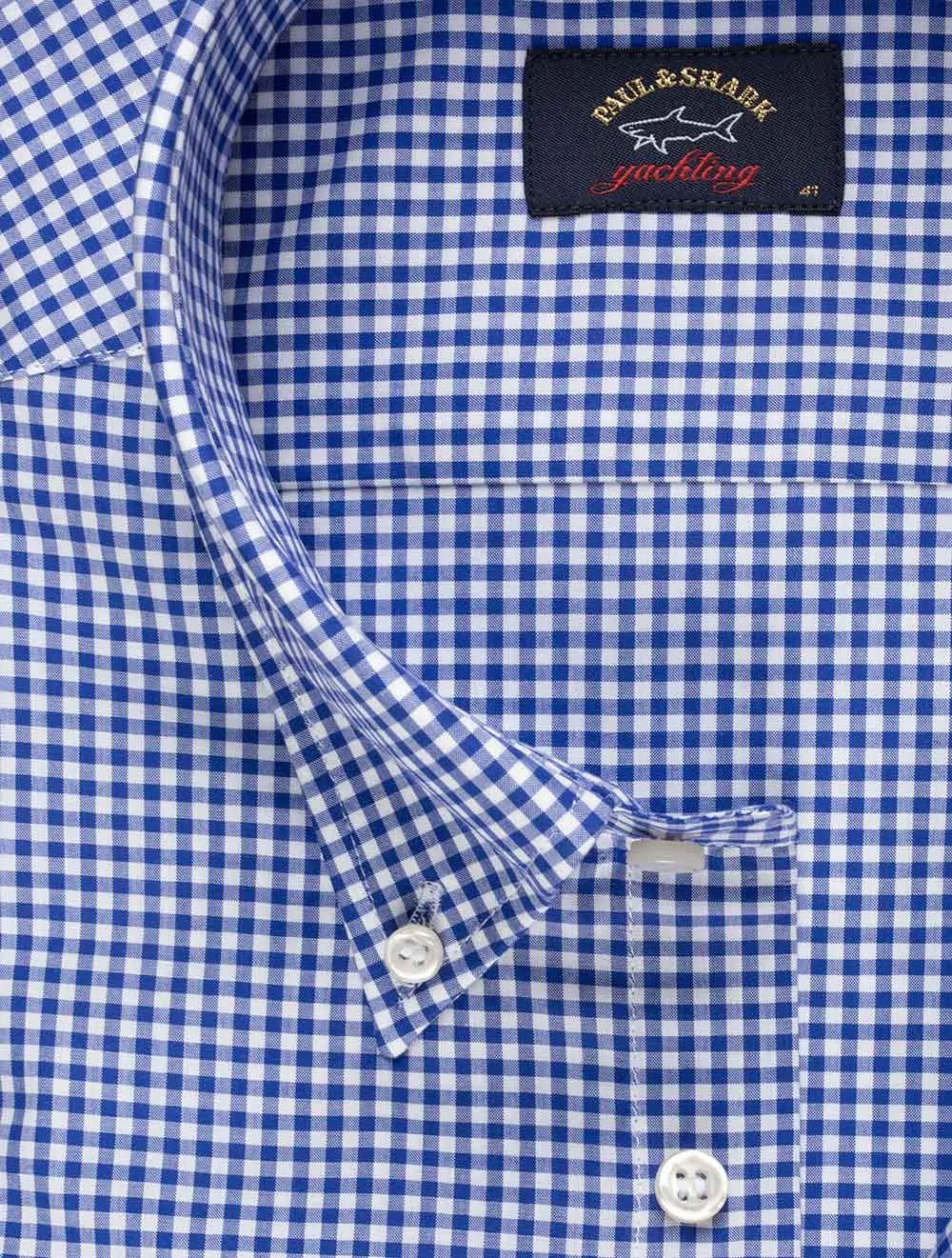Marineblau Gingham Karo Hemd