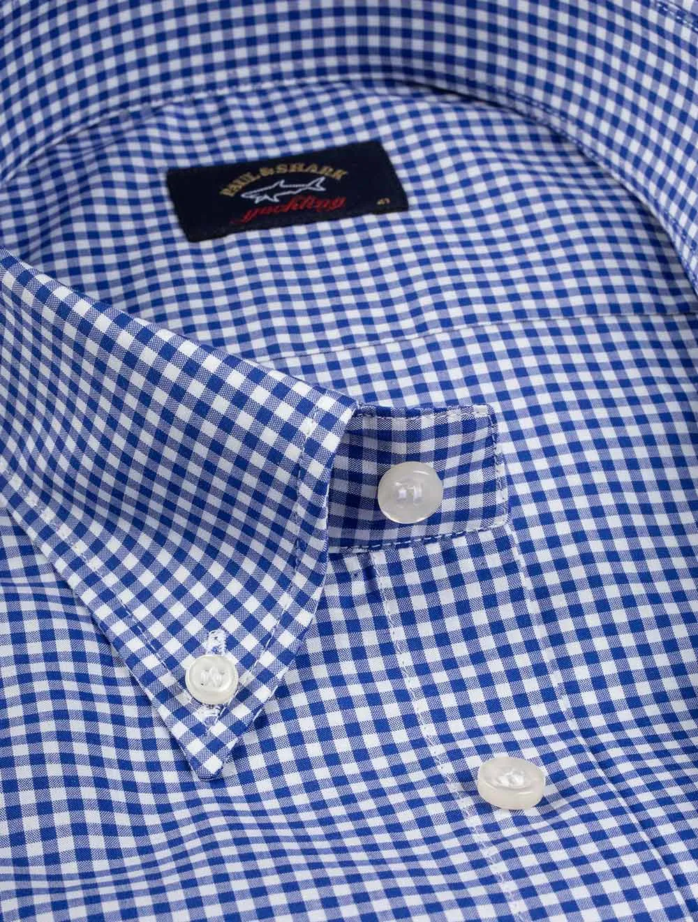 Marineblau Gingham Karo Hemd