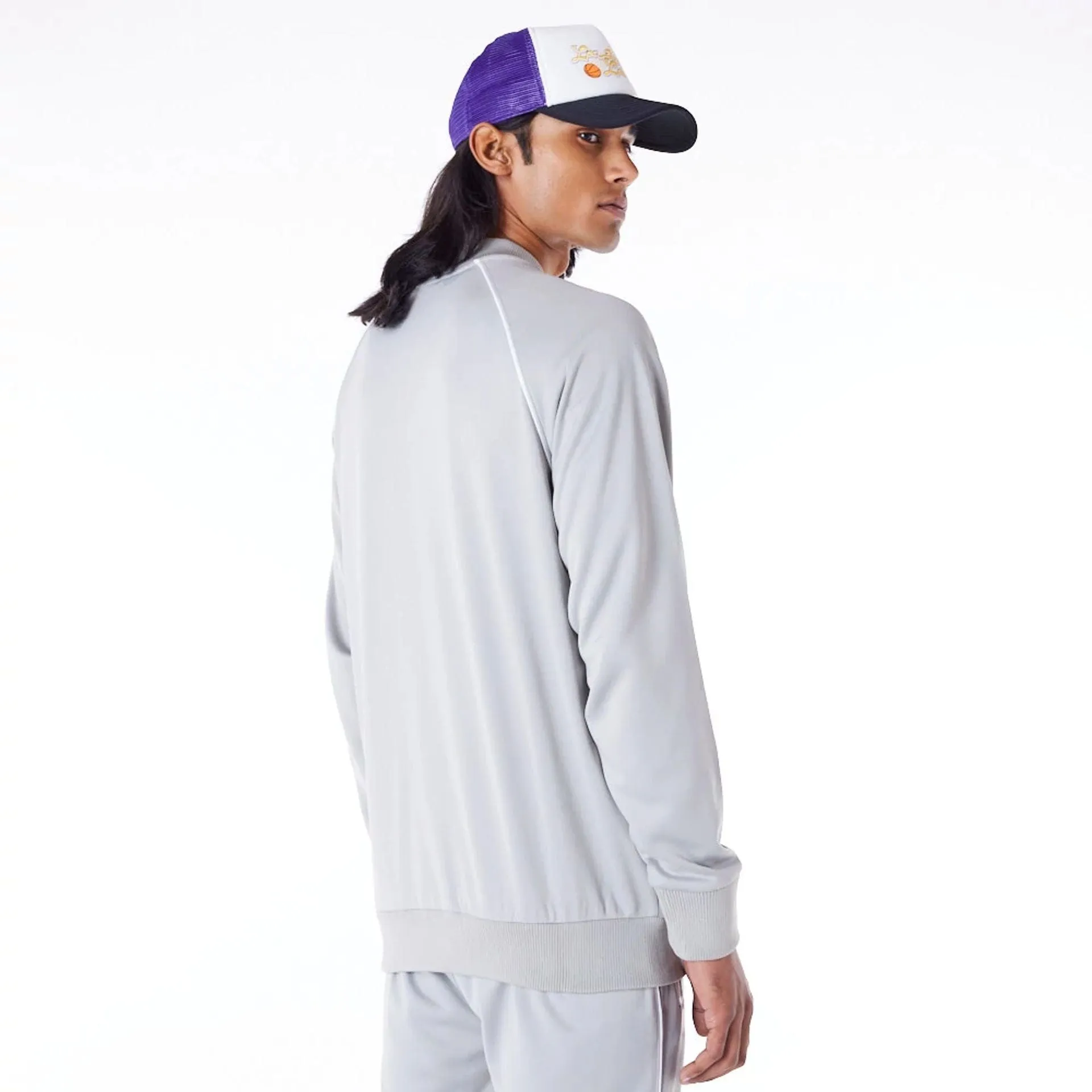 New Era Sportjacken & Mäntel LA Lakers NBA Schriftzug Graue Trainingsjacke