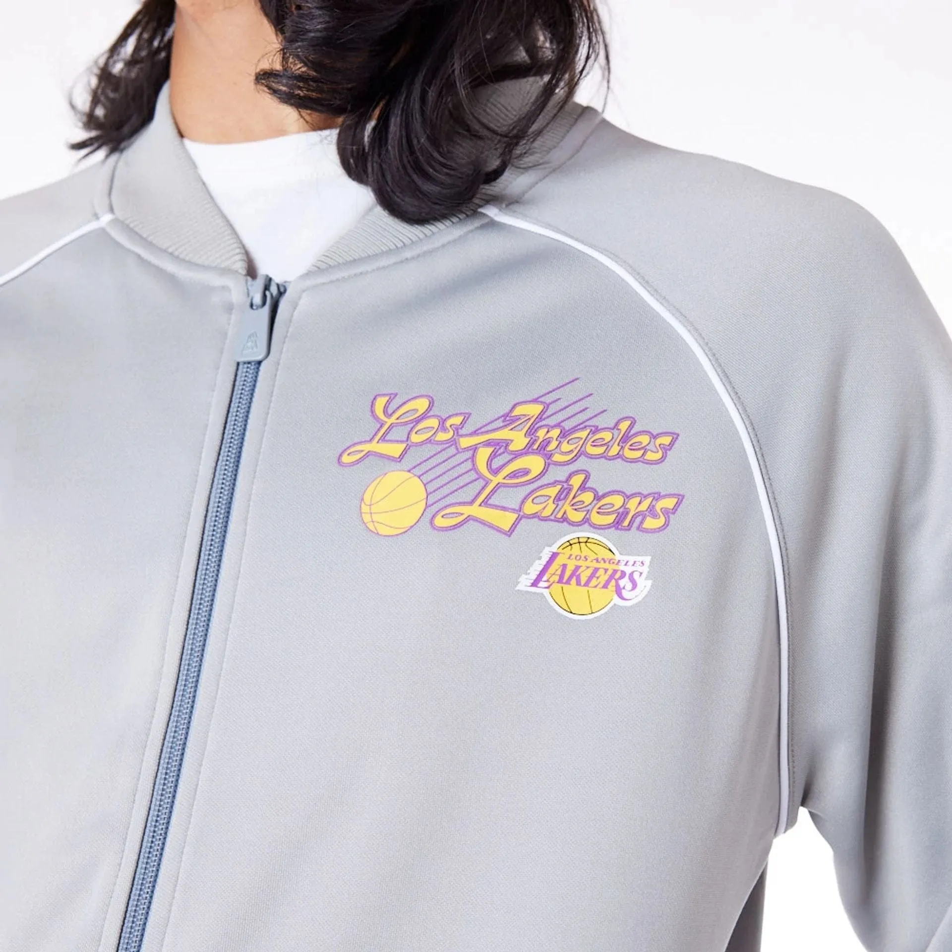 New Era Sportjacken & Mäntel LA Lakers NBA Schriftzug Graue Trainingsjacke