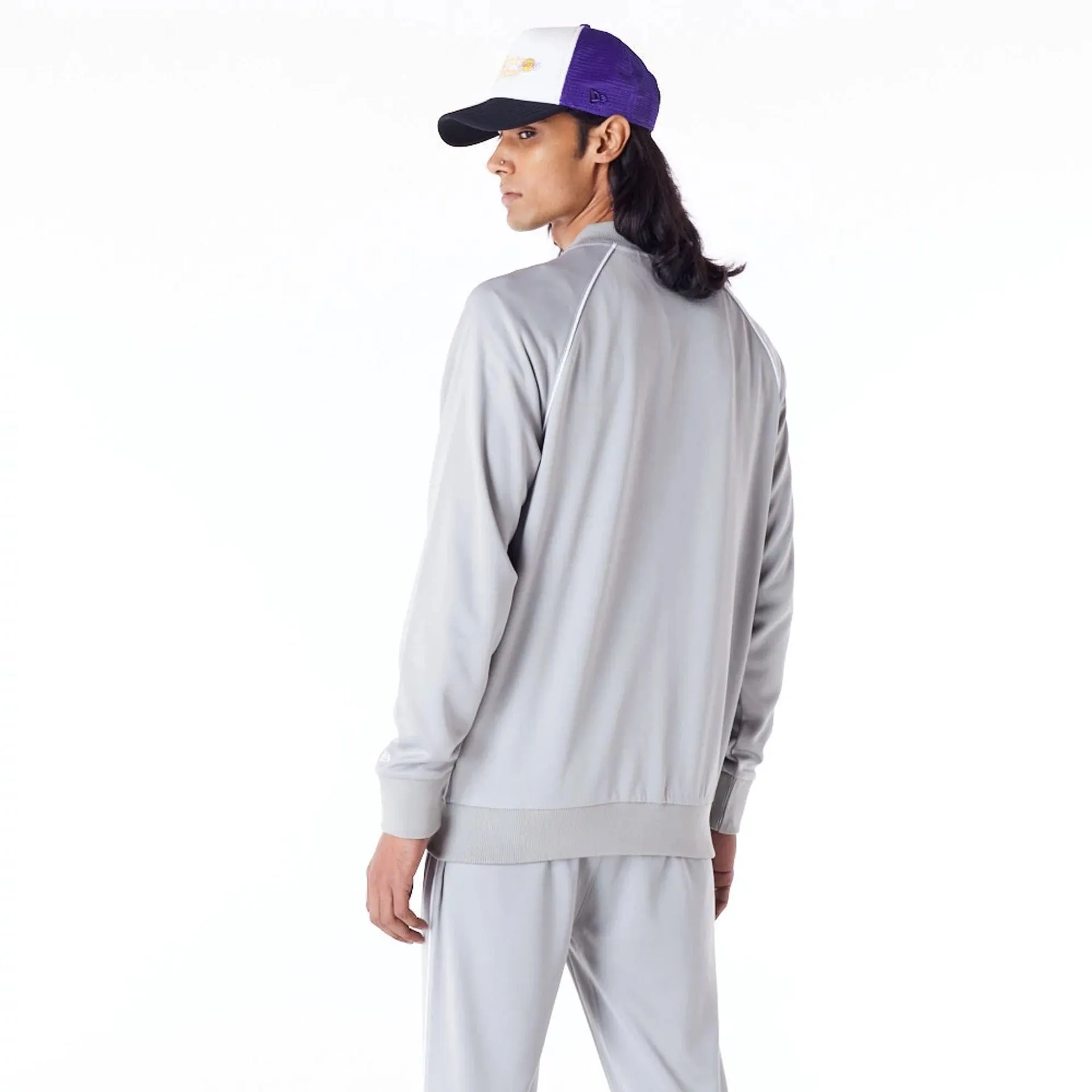 New Era Sportjacken & Mäntel LA Lakers NBA Schriftzug Graue Trainingsjacke