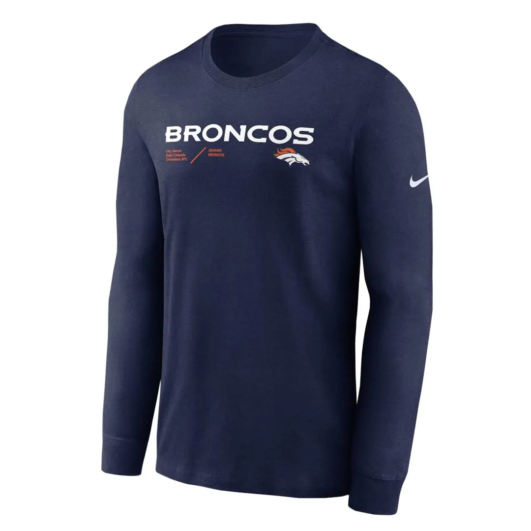 NFL - Herren Denver Broncos Infografik Performance Langarm T-Shirt (NS27 41S 8W 7HU)