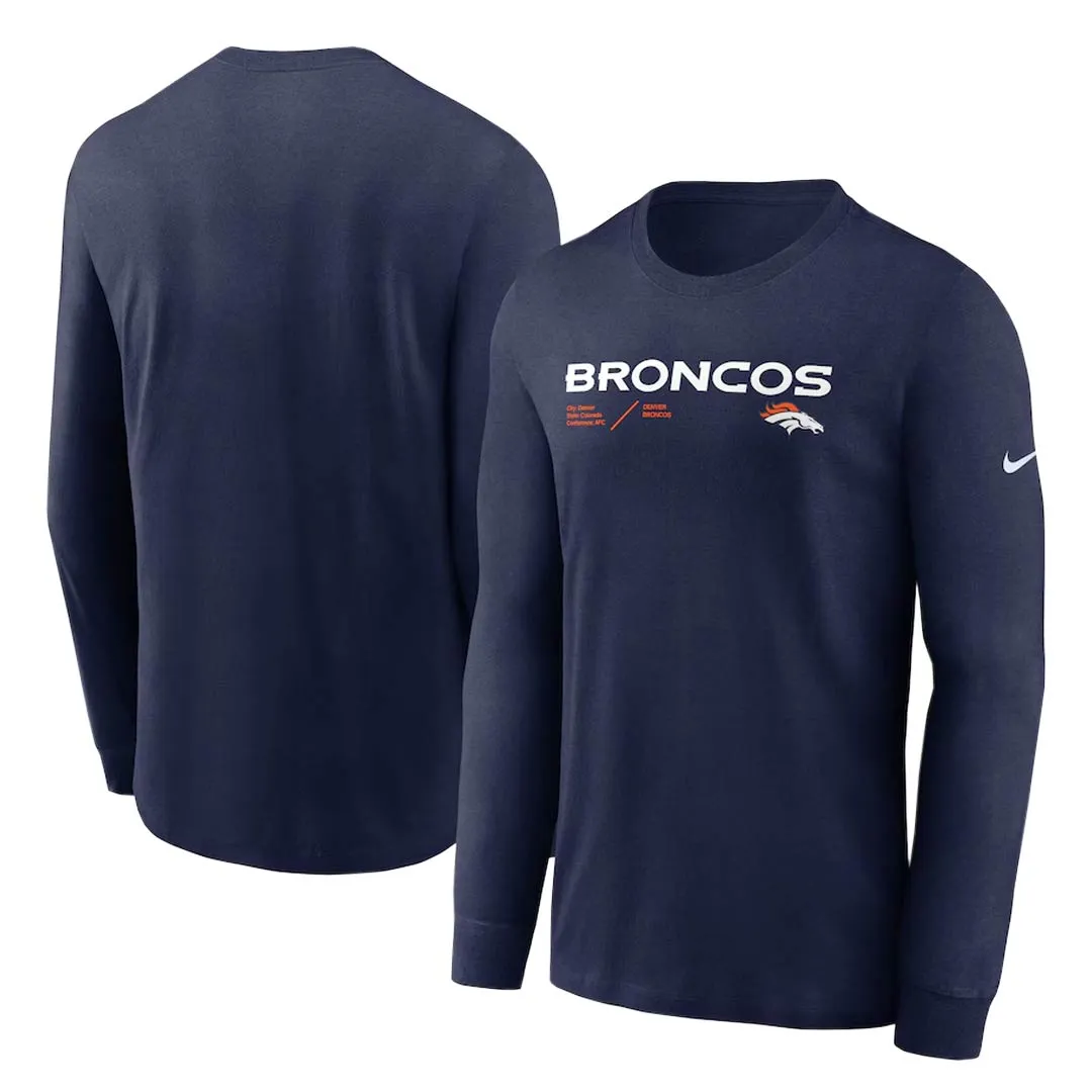 NFL - Herren Denver Broncos Infografik Performance Langarm T-Shirt (NS27 41S 8W 7HU)