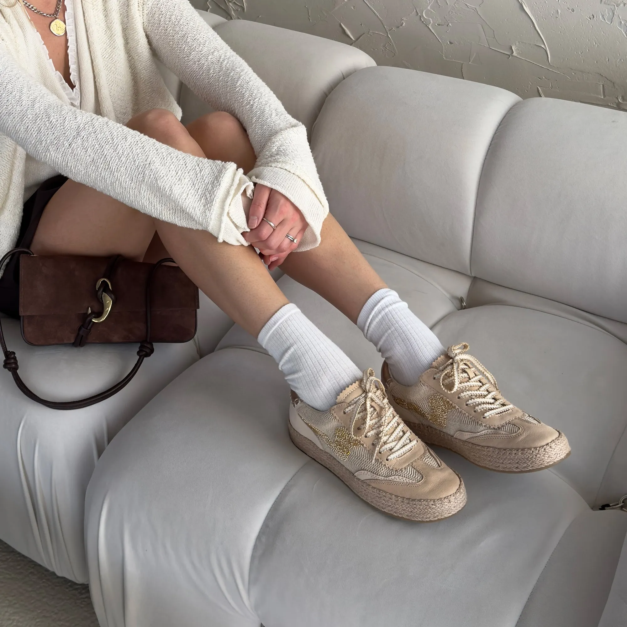 HINWEIS ESPADRILLE PERLEN SNEAKER GOLD MULTI BURAP