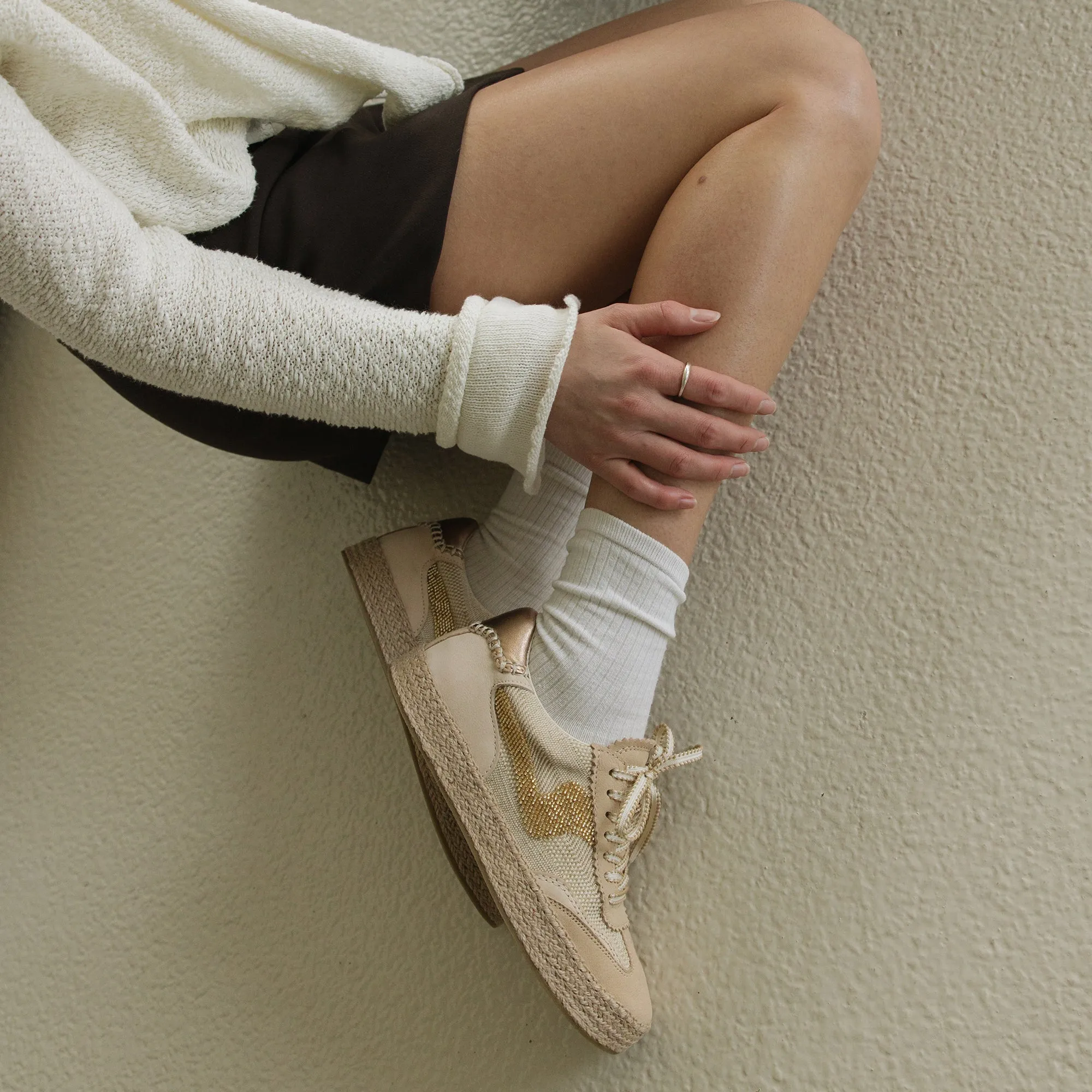 HINWEIS ESPADRILLE PERLEN SNEAKER GOLD MULTI BURAP