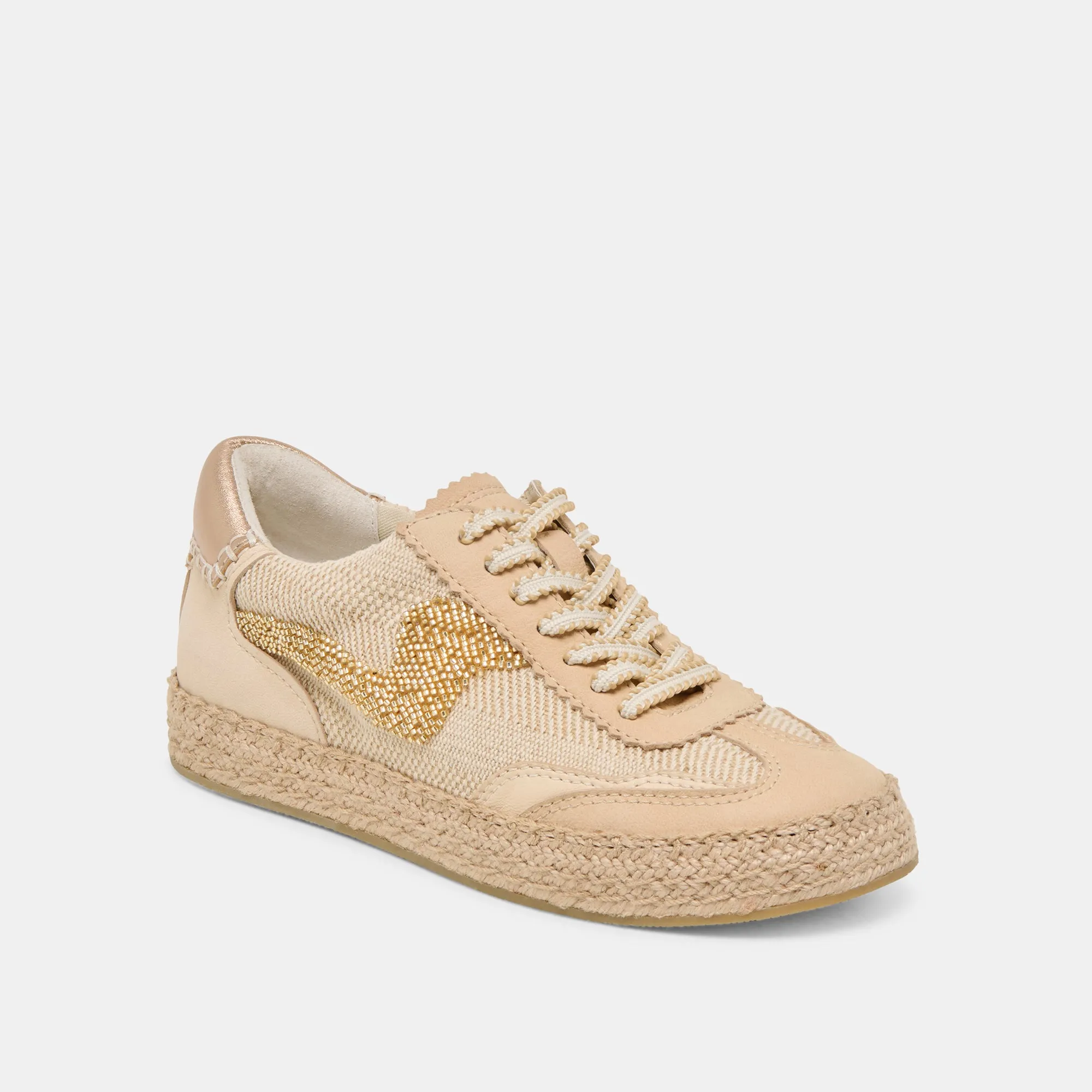 HINWEIS ESPADRILLE PERLEN SNEAKER GOLD MULTI BURAP