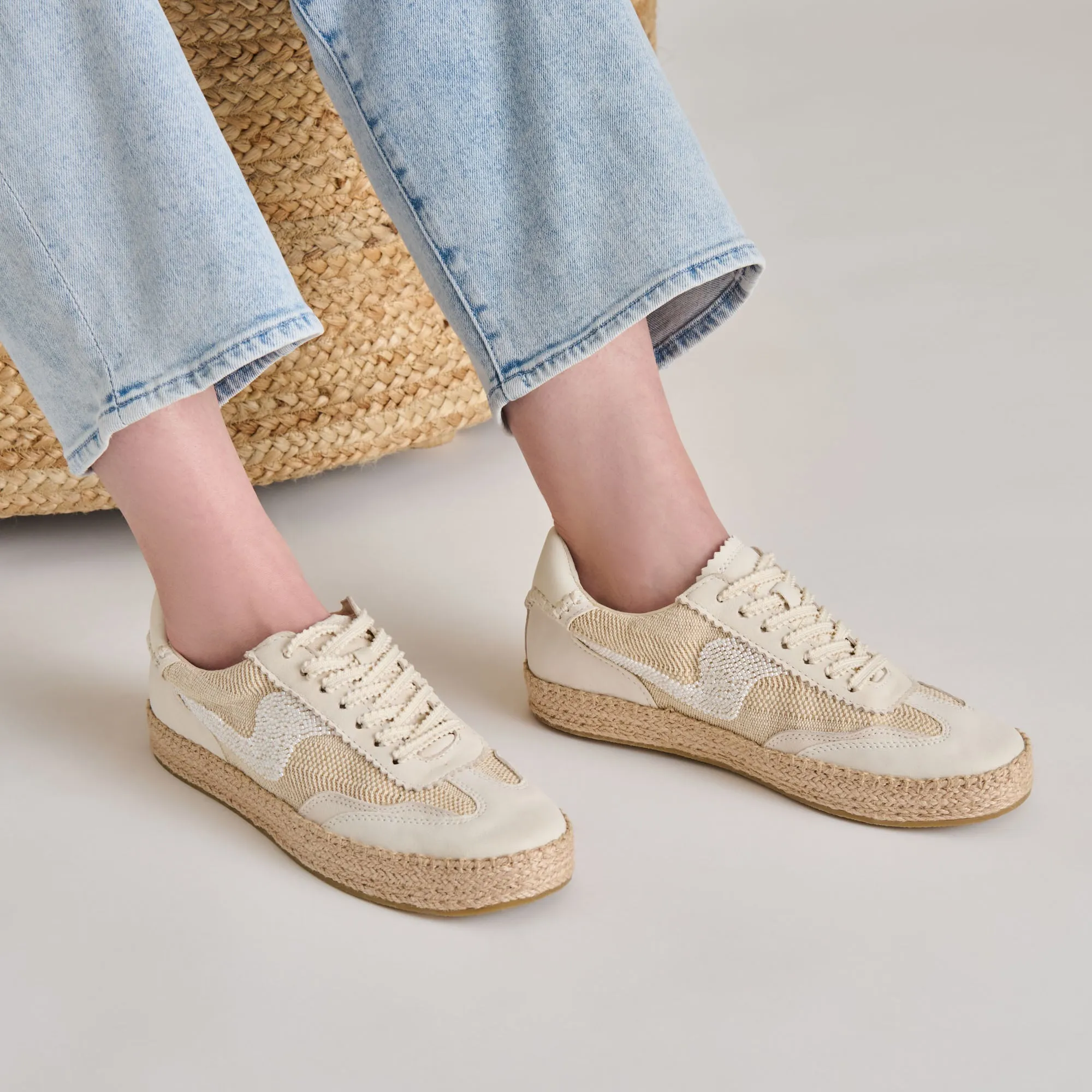HINWEIS ESPADRILLE PERLEN SNEAKERS NATUR MULTI BURLAP