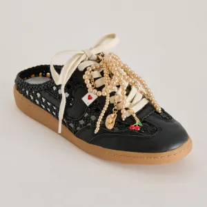 HINWEIS SLIDE SNEAKERS SCHWARZ GEWEBT   GOLD CHARM BUNDLE