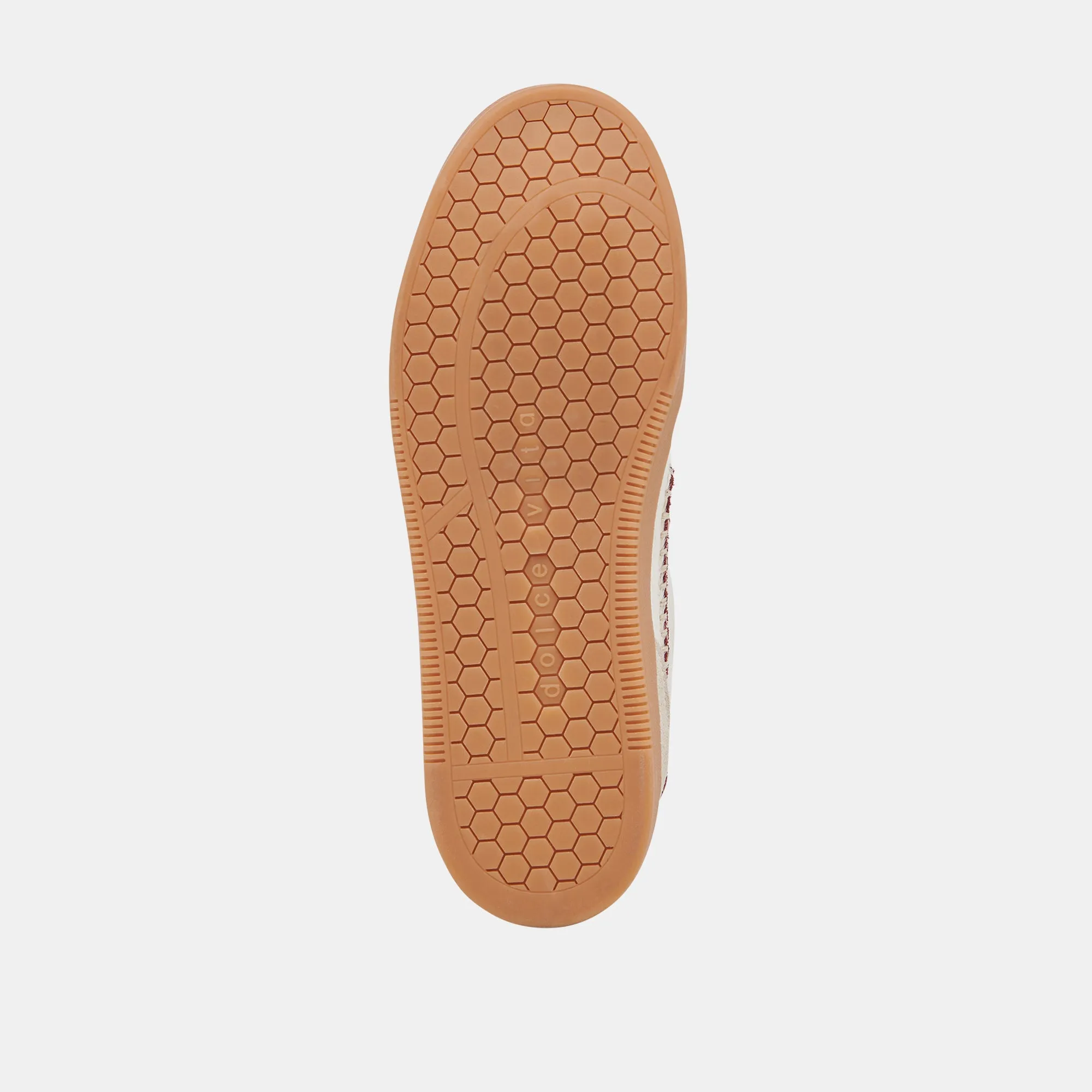 HINWEIS STITCH SNEAKER WEIß ROT KALBSHAAR