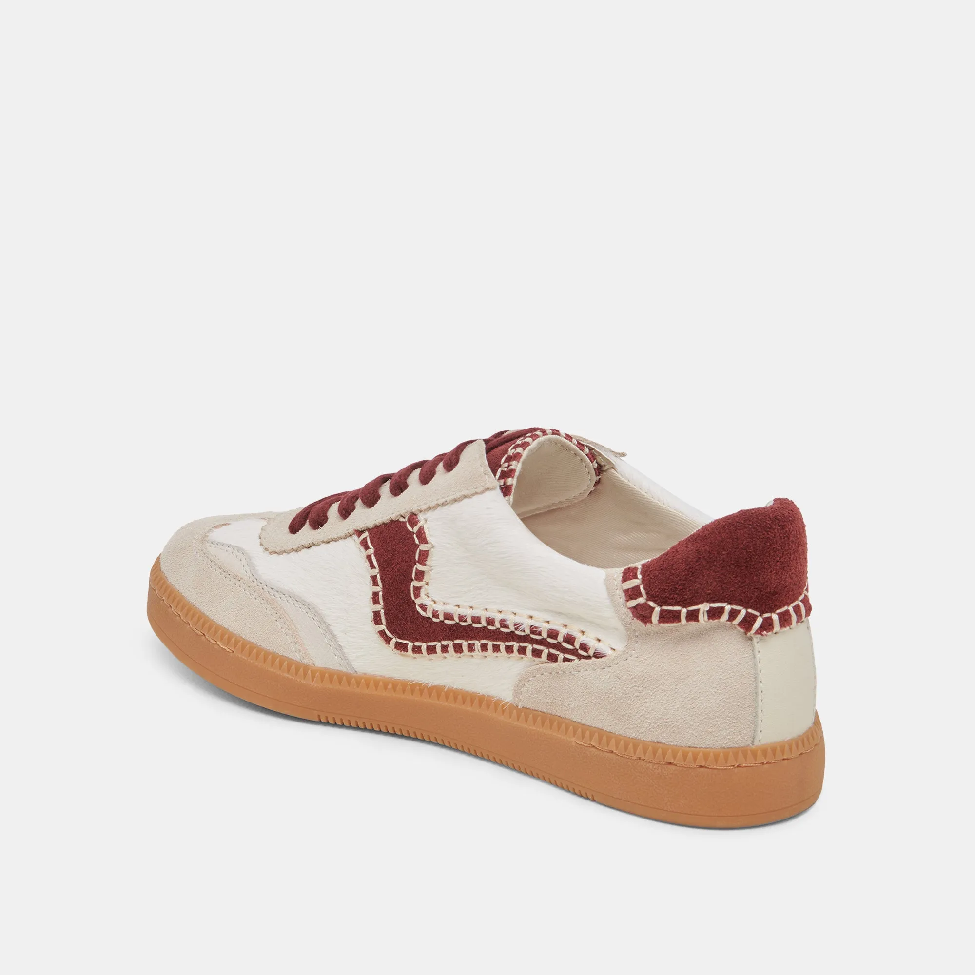 HINWEIS STITCH SNEAKER WEIß ROT KALBSHAAR