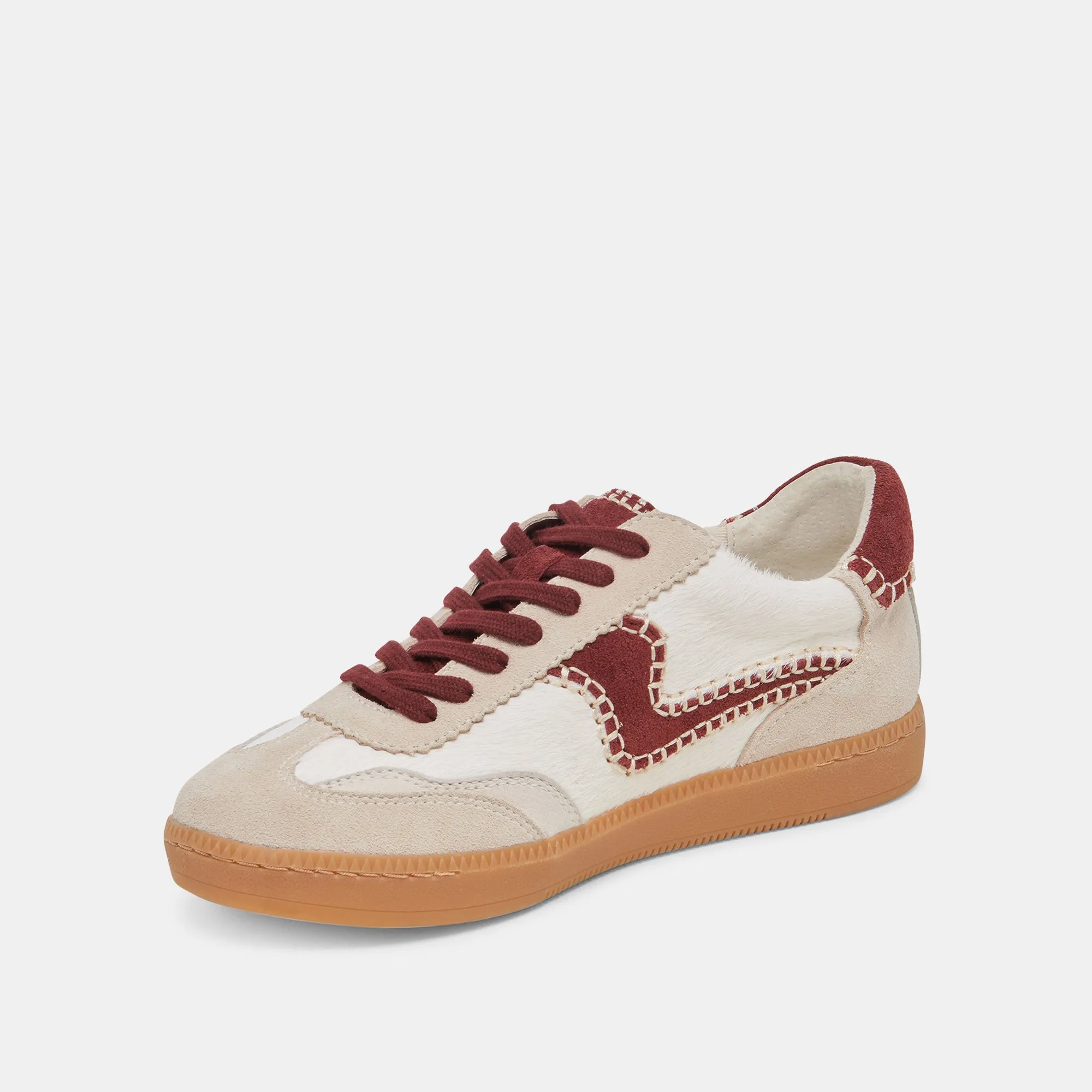 HINWEIS STITCH SNEAKER WEIß ROT KALBSHAAR