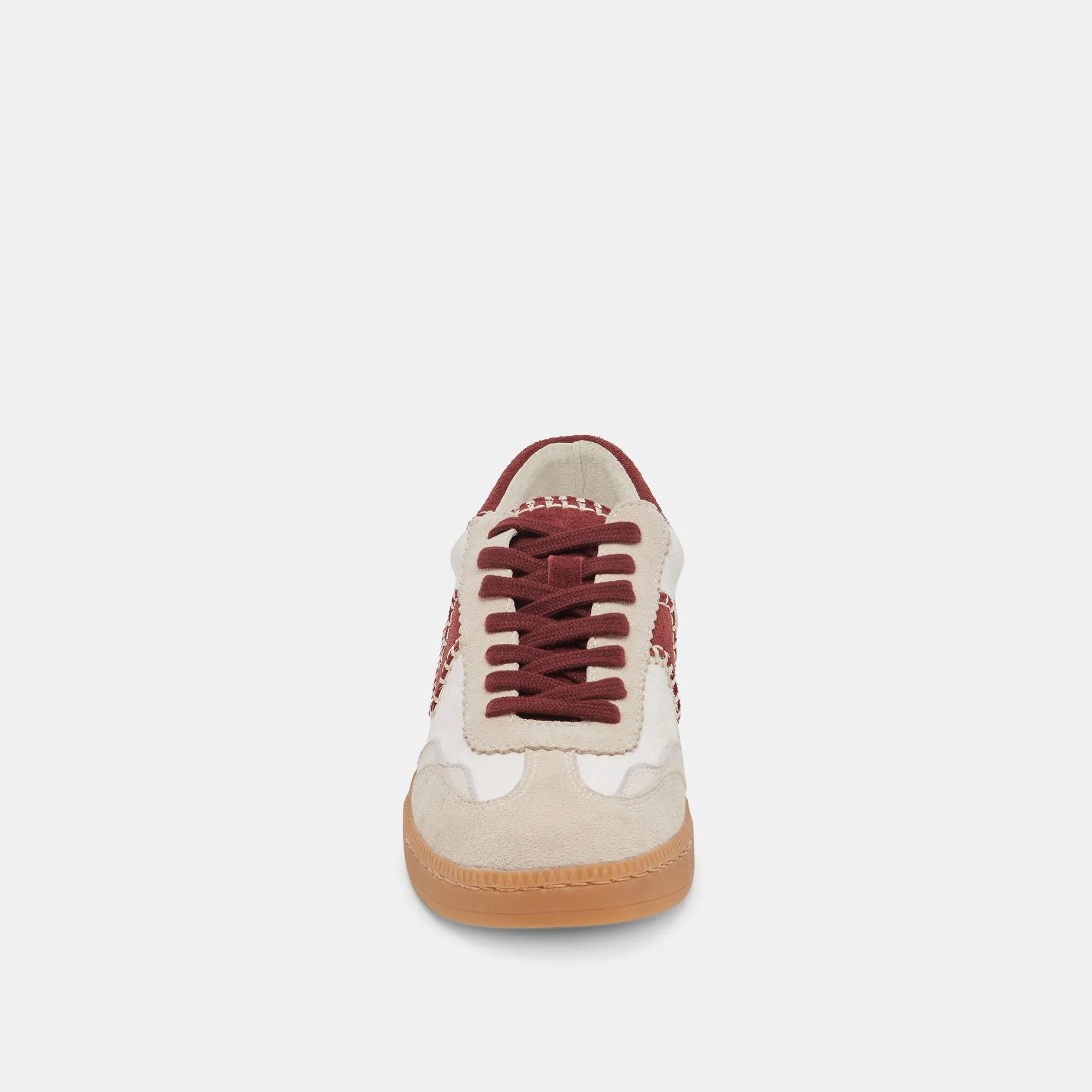 HINWEIS STITCH SNEAKER WEIß ROT KALBSHAAR