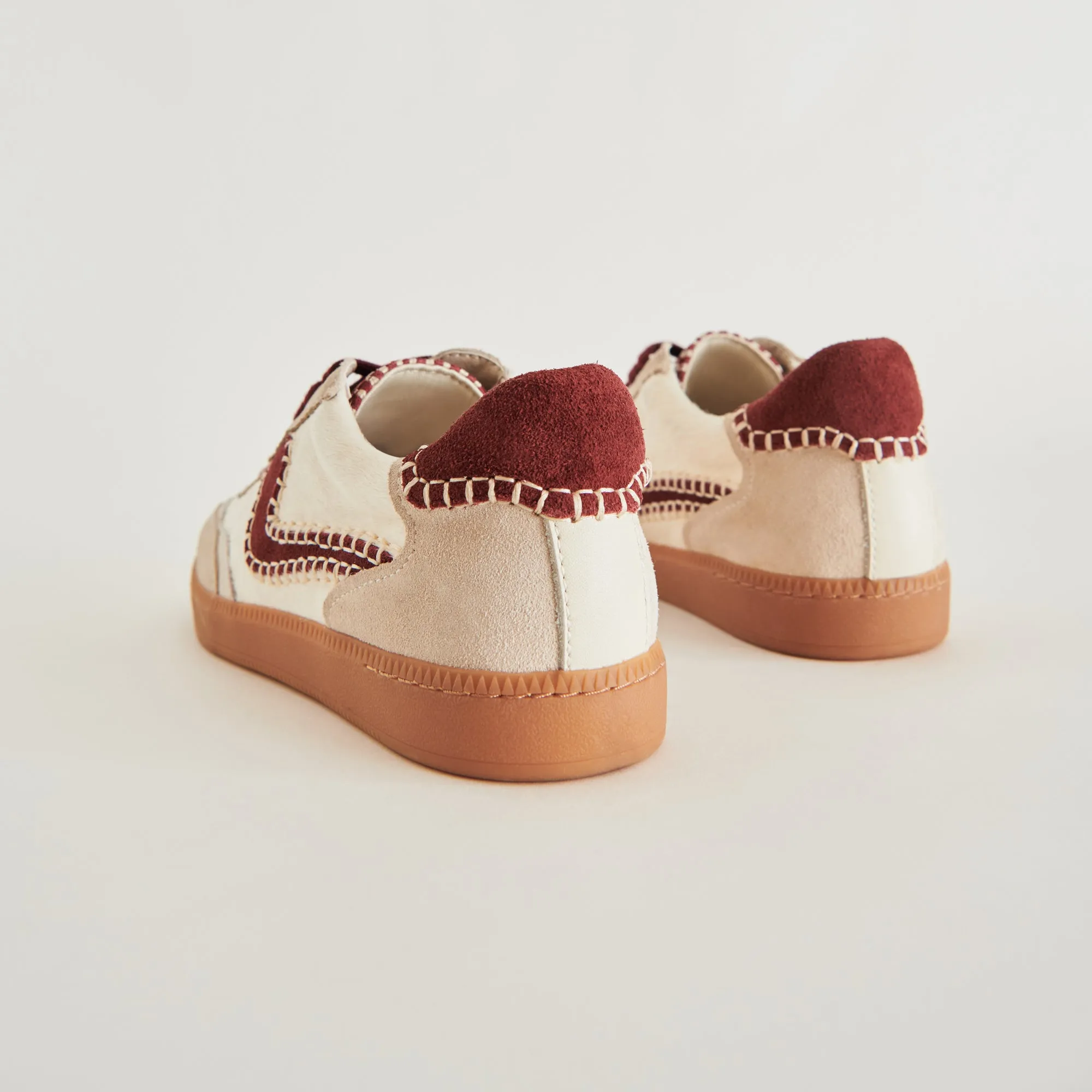HINWEIS STITCH SNEAKER WEIß ROT KALBSHAAR