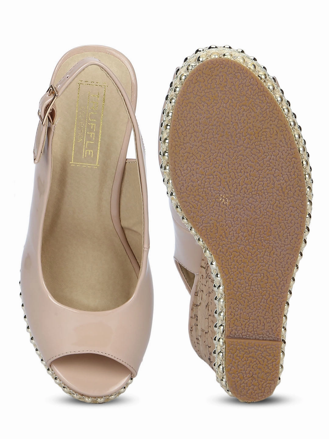 Nude Back Strap Wedges