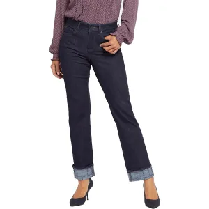 NYDJ Damen Marilyn Dunkelblau Bedruckte Bundpasse Gerade Bein Jeans