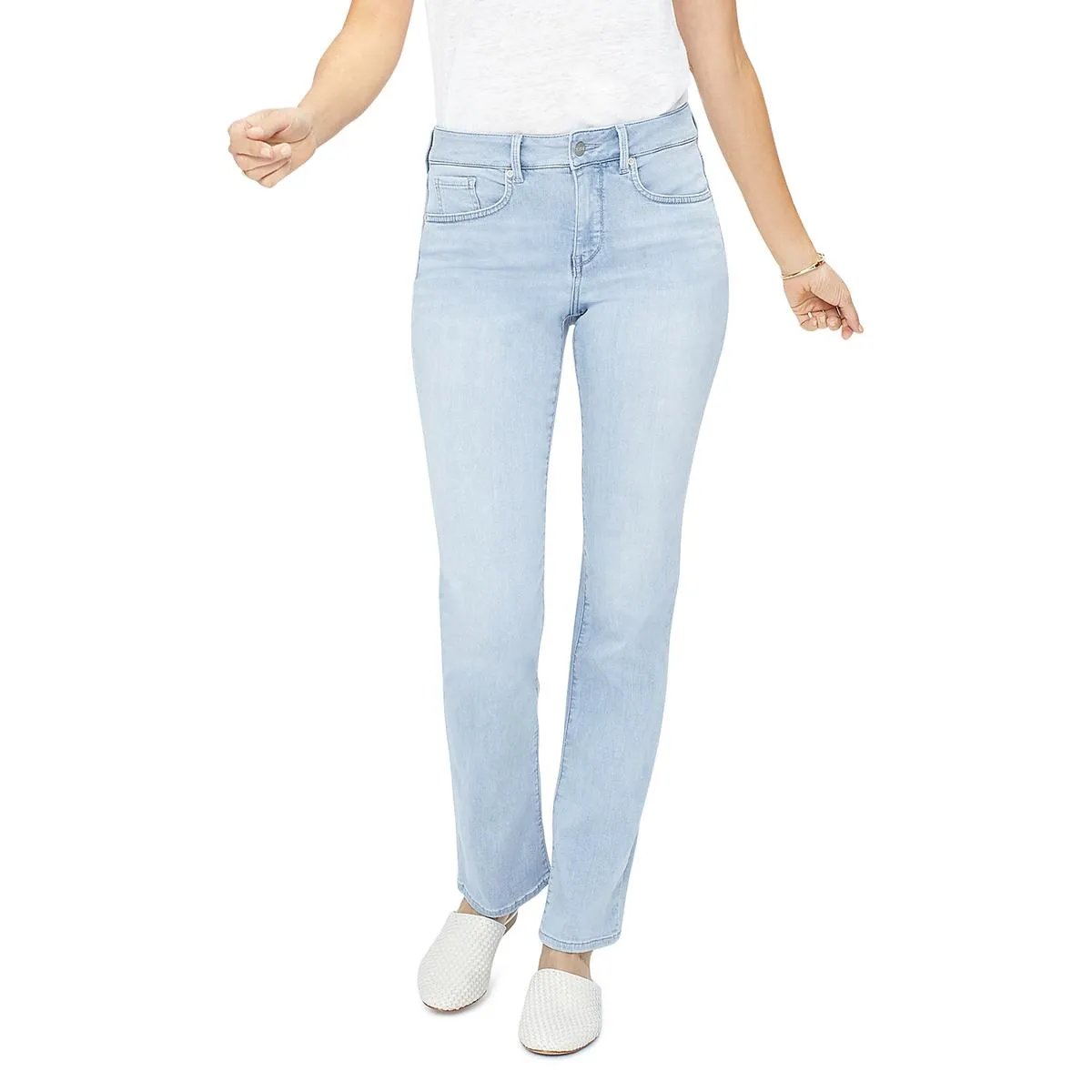 NYDJ Damen Marilyn Denim Whisker Wash Straight Leg Jeans