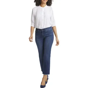 NYDJ Damen Marilyn Jeans mit ausgefranstem Saum und geradem Bein