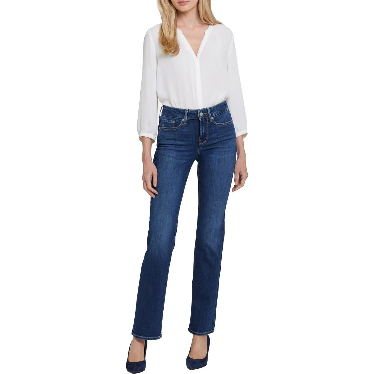 NYDJ Damen Marilyn Mid-Rise Stretch Straight Leg Jeans