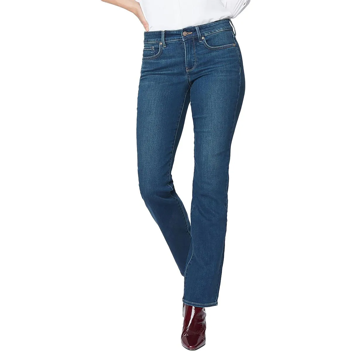 NYDJ Damen Marilyn Mid-Rise Stretch Straight Leg Jeans