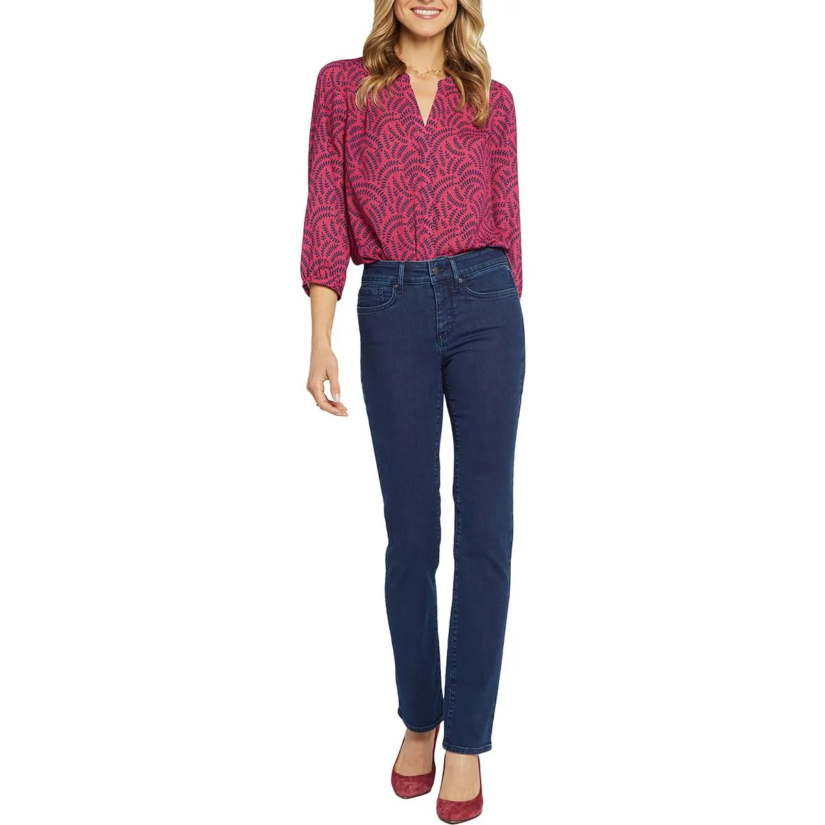 NYDJ Damen Marilyn Tencel-Mix Mid Rise Straight Leg Jeans