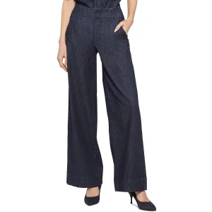 NYDJ Damen Mona Plissierte Baumwoll-Weitbeinjeans