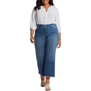 NYDJ Damen Plus Denim Jeans mit ausgefranstem Saum und weiter Beinform