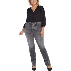 NYDJ Damen Plus Marilyn High Waist Straight Leg Jeans mit Used-Optik