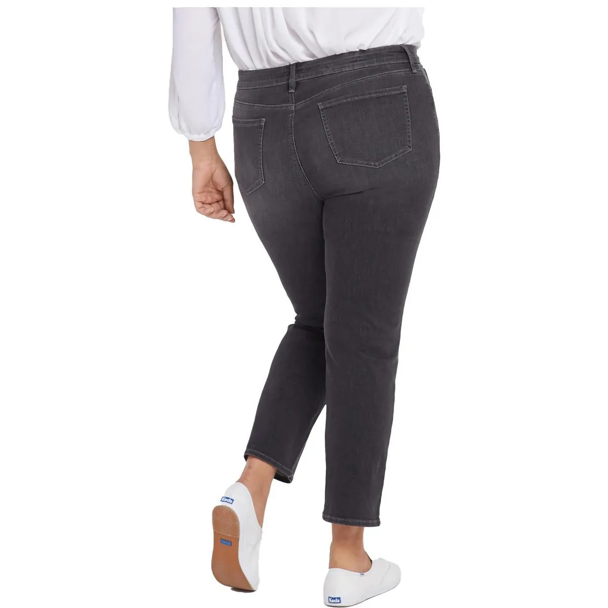 NYDJ Damen Plus Marilyn High Waist Straight Leg Jeans mit Used-Optik