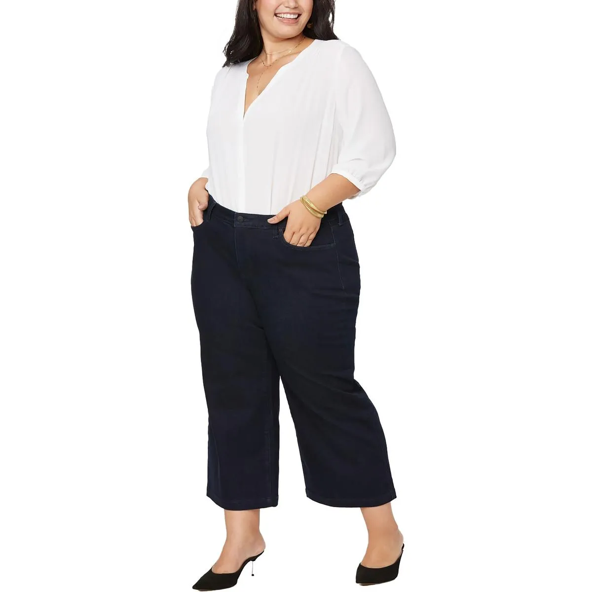 NYDJ Damen Plus Teresa High-Rise Knöchelweite Weitbeinjeans