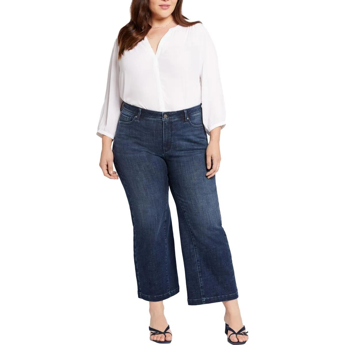 NYDJ Damen Plus Teresa Stretch Denim Weitbeinjeans