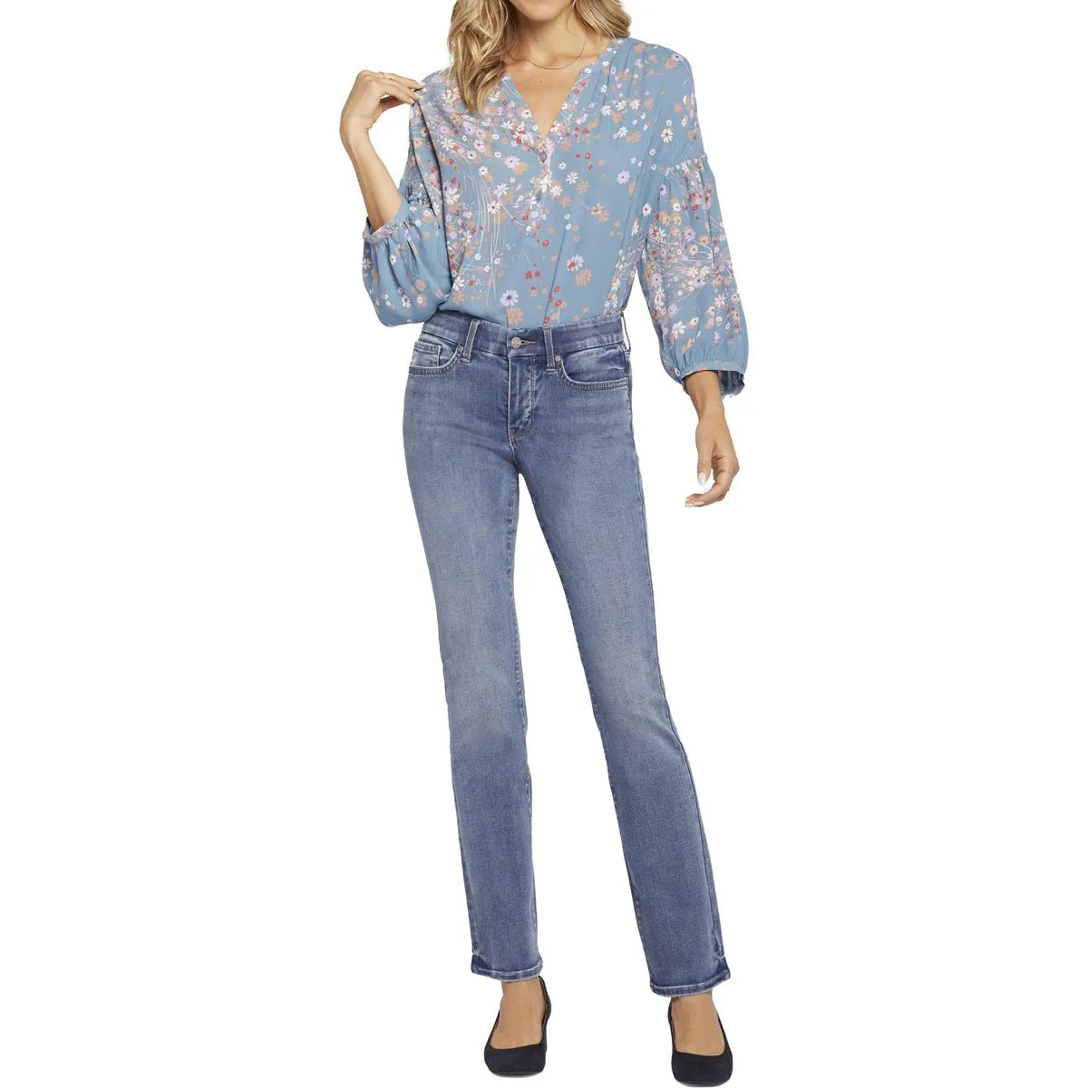 NYDJ Damen High Waist Marilyn Stretch Jeans mit geradem Bein