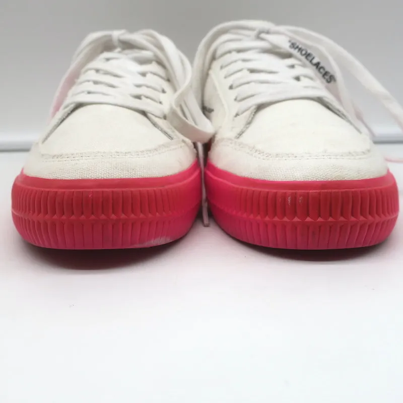 Off-White Vulkanisierte Low-Top-Sneaker Weiße Leinwand & Pink Wildleder Größe 37